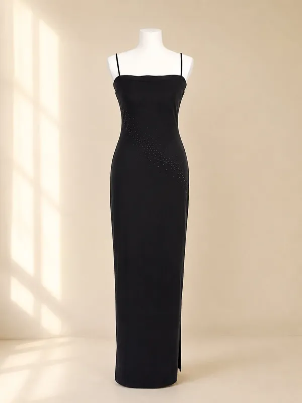 Vintage P.S. PerSeption Black Rhinestone Maxi Dress Size S - Image 2