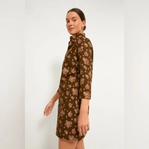 Tuckernuck Hazel Clifton Mini Dress S Brown Floral Corduroy NWT - Image 7