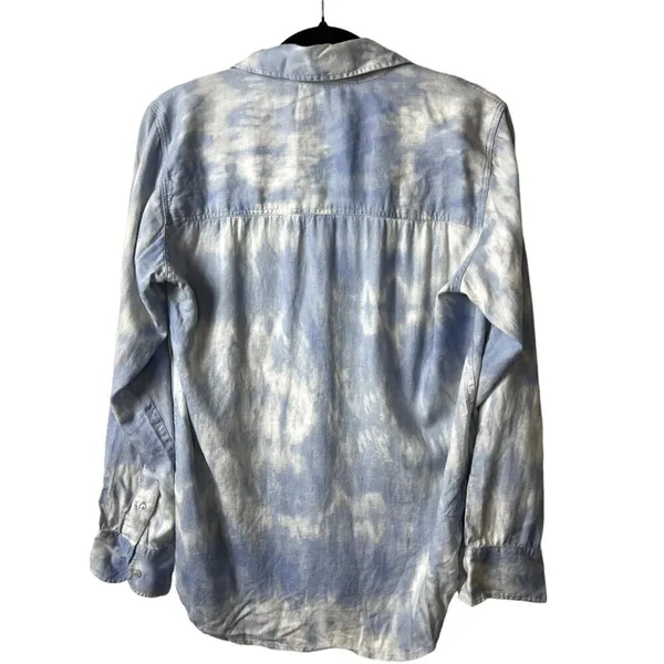 Abercrombie & fitch‎ linen boyfriend button up top blue tie dye women’s size S - Image 2