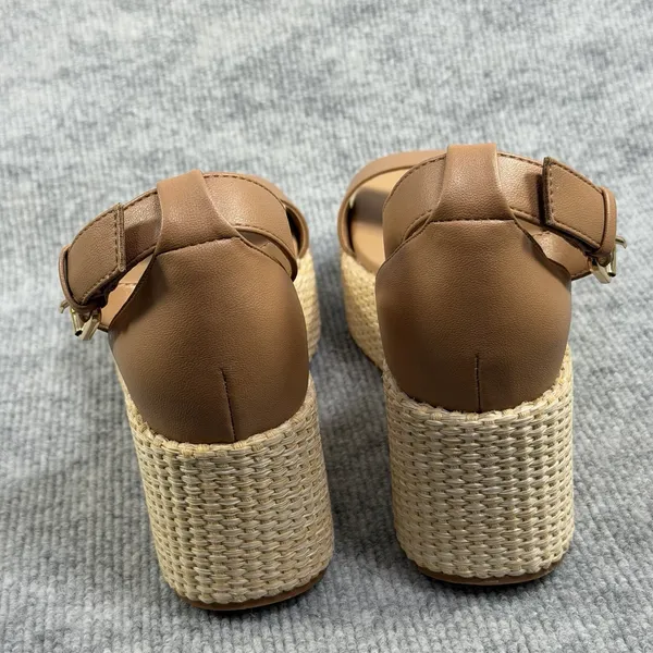 Dolce Vita Size-6.5 Women's Alumina Espadrille Sandals Wedge Brown - Image 9