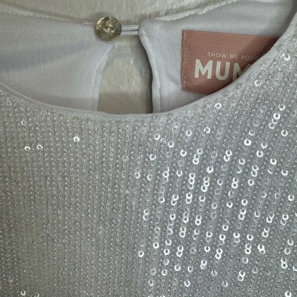 NWT SHOW ME YOUR MUMU Good Times Top in‎ White Sequins Size S - Image 9