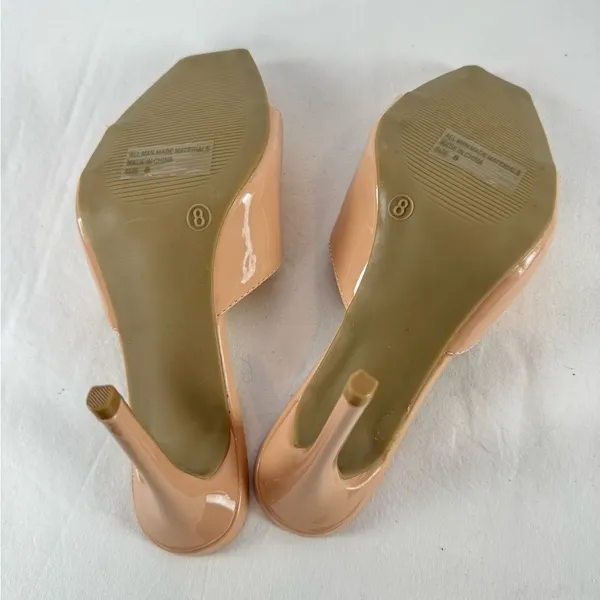 Wild Diva Lounge Vegan Leather Square Open Toe Stiletto Heeled Pump in Tan Sz 8‎ - Image 7