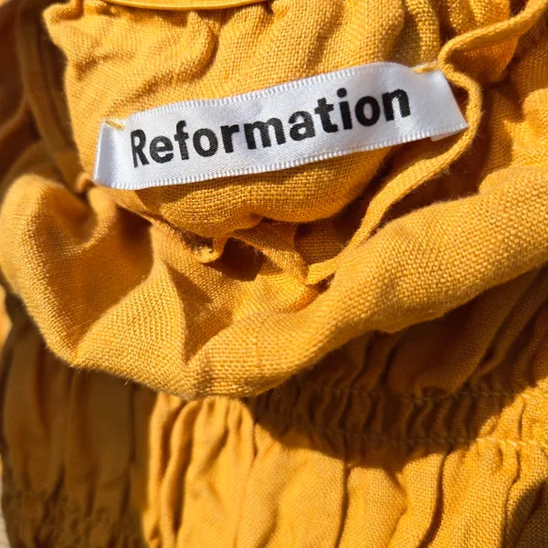 REFORMATION/ linen Tabitha Spagetti Straps Mini dress yellow 2 - Image 6