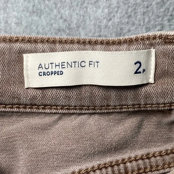J. Jill Denim Authentic Fit Cropped Jeans Women's Sz 2P Tan/Taupe Raw‎ Hem EUC - Image 7