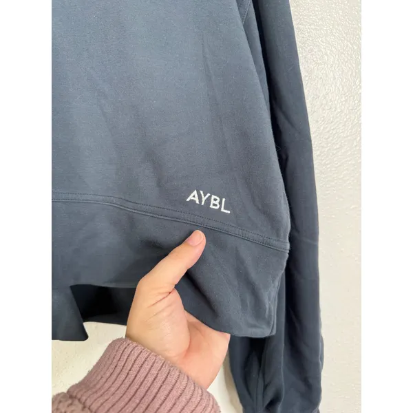 AYBL Womens Cropped Sweatshirt Large Charcoal Gray Activewear Crewneck Pullover - Image 3
