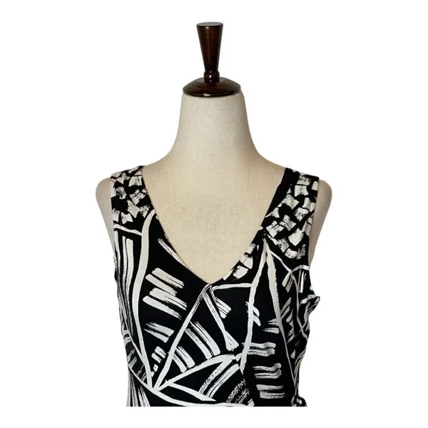 Nic+Zoe Abstract Print Sleeveless Dress‎ Women XS NWT Black White Stretch Knit - Image 5