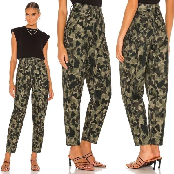 WeWoreWhat Dani Boyfriend Jeans Camo High Rise Olive Size‎ 25 NWT - Image 11