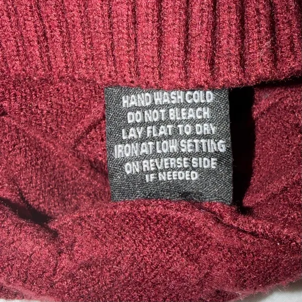 Harper & Ivy Boston Cable Knit Sweater Large Maroon Varsity Preppy Cropped Retro - Image 5