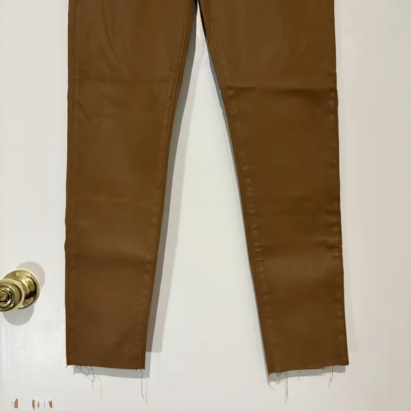 Joe's The Charlie High Rise Skinny Ankle Pants Brown Faux Leather Frayed 29 NWT - Image 3