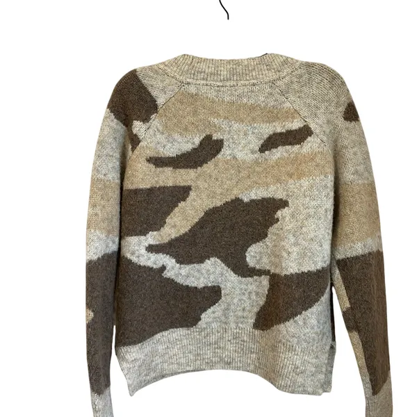 Anthropologie Moth Camo Knit Pullover Sweater Brown‎ Tan S Soft Cozy Fall - Image 2