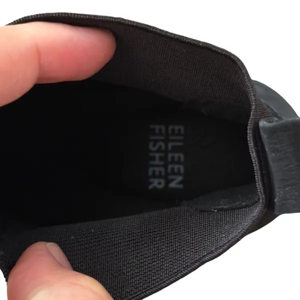 Eileen Fisher Black Nubuck Leather Wedge Chelsea Boots Lug Sole 5.5 NEW - Image 5