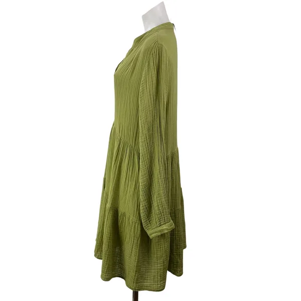 NEW by Anthropologie Kallie Sage Green Long Sleeves Tiered Flowy Tunic Dress L - Image 2