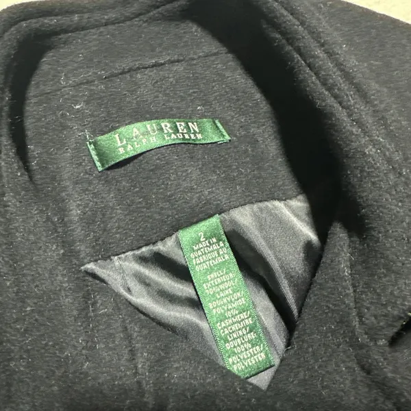 Lauren Ralph Lauren Double-Breasted Wool Blend Peacoat Size 2 Small Vintage - Image 2