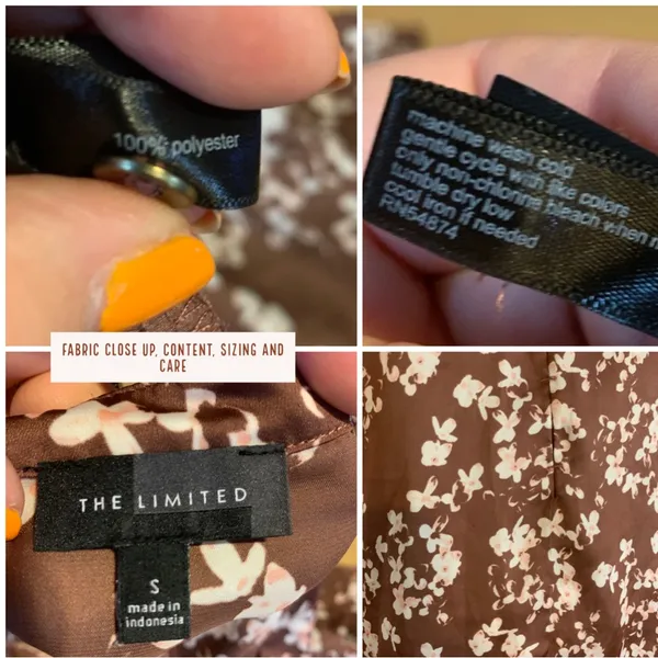 The Limited Brown And Pink Floral Print Satin 3/4 Sleeve Tunic (S) - Image 10