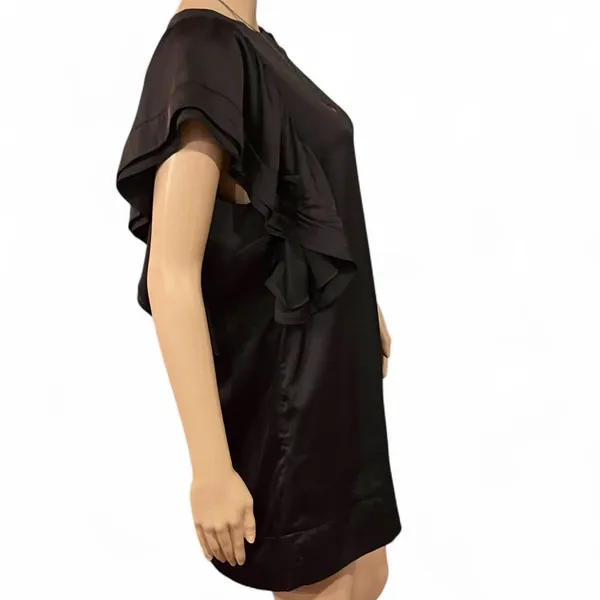 ZOA New York Black Satin Puff Sleeve Mini Dress Size Large EUC Perfect - Image 4