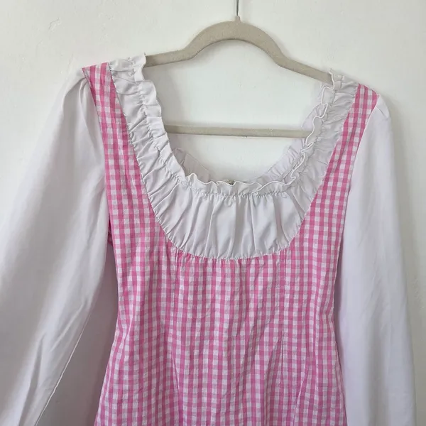 Dolls Kill Baby Pique Your Interest Mini Dress Pink Gingham Lolita Coquette S - Image 4