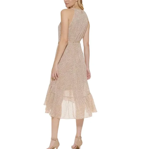 Tommy Hilfiger Womens Size 6 NEW High Low Tan Cream Flowy Halter Dress - Image 5