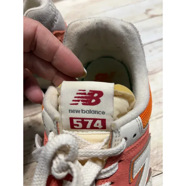 New Balance 574 Gulf Red Sneakers Women's Size 9M Orange Athletic Lace Up - Image 5