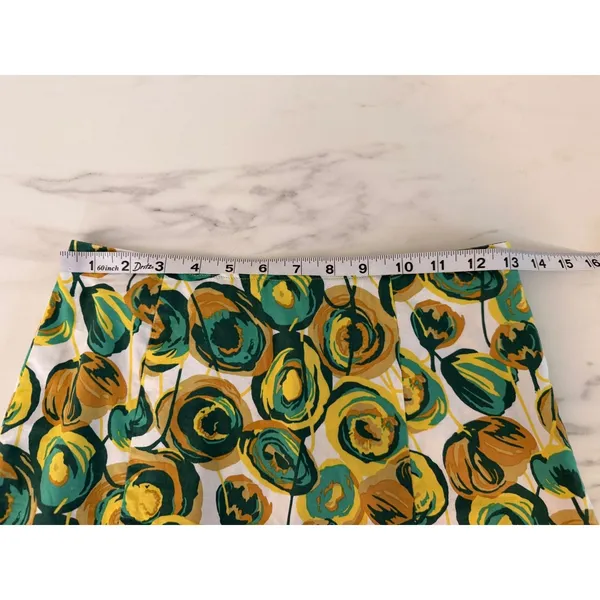 Boden Womens Green Yellow Abstract Floral A-Line‎ Mini Skirt With Pockets Sz 4 - Image 6