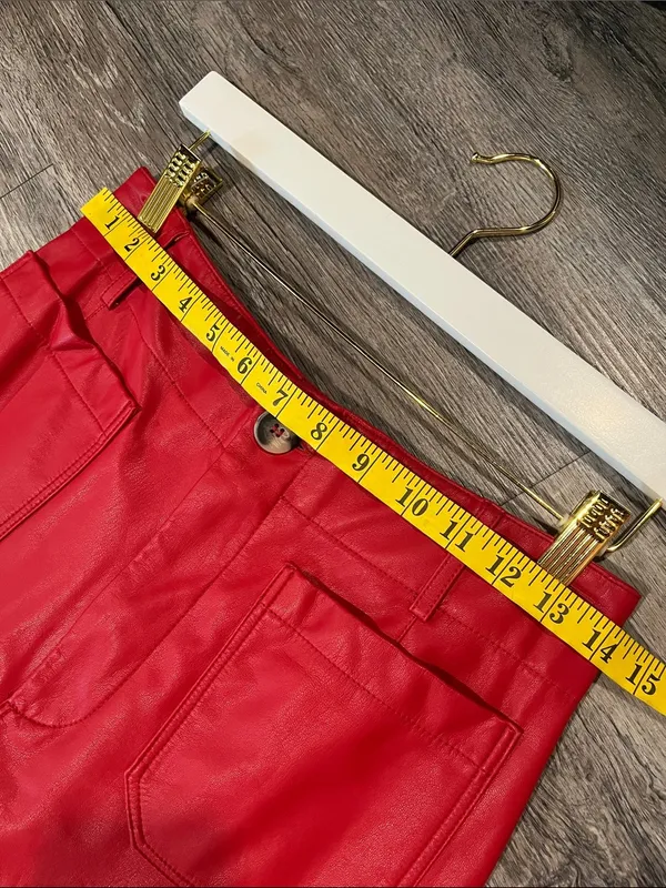 Anthropologie NWOT Maeve The Colette Cropped Vegan Leather Pants – Red - Image 8