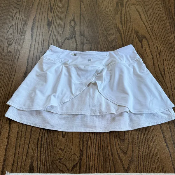 Athleta Womens White Layered Flounce Skort Skirt Attached Shorts Size Small - Image 2