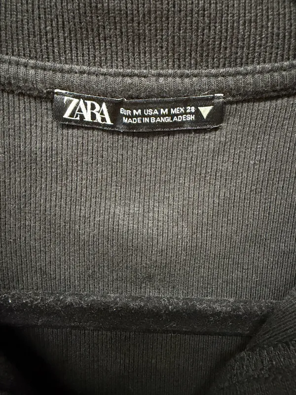 Zara Black Ribbed Polo Midi Dress - Image 4