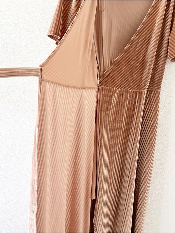Baltic Born Andi Champagne Velvet High Low Flutter Sleeve True Wrap Maxi Dress - Image 6