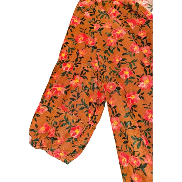 Sonoma Burnt Orange Floral Corduroy Blouse Women's Size 1X‎ Peasant Fall Pumpkin - Image 5
