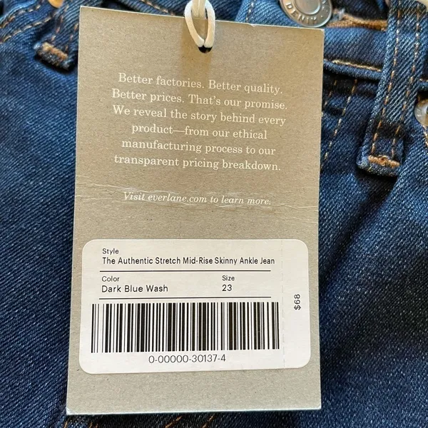 Everlane Blue Medium Wash Authentic Stretch Mid Rise‎ Skinny Jeans Size 23 - Image 10