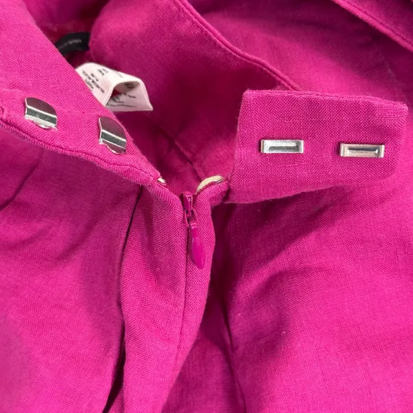 Theory Magenta Pink Linen Blend Pleated High Rise Tapered Trousers Size‎ 4 - Image 10