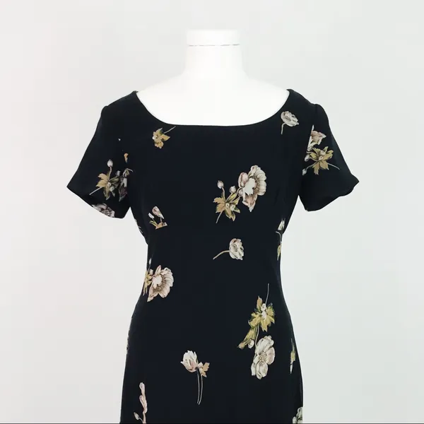 Vintage Ann Taylor Botanical Dress in Black | Size 6 - Image 4