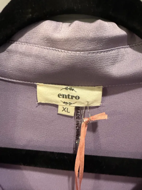 Entro Satin Long Sleeve Button Up Top Purple - Image 7