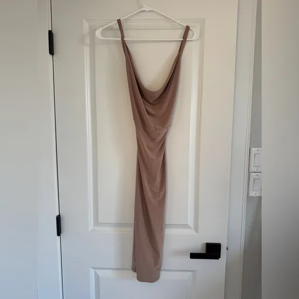 Meshki Style Cowl Neck Midi Dress Taupe Size UK8/US Small - Image 2