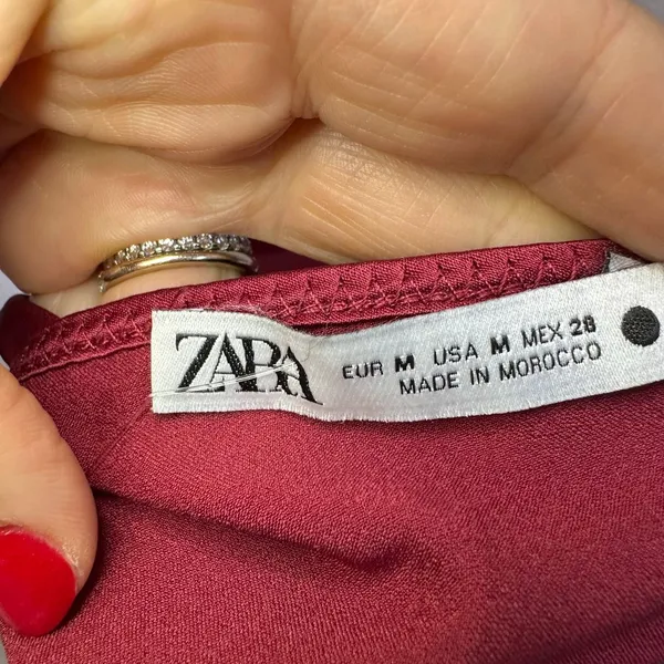 Zara satin burgundy adjustable spaghetti strap wine‎ red tank size medium - Image 2