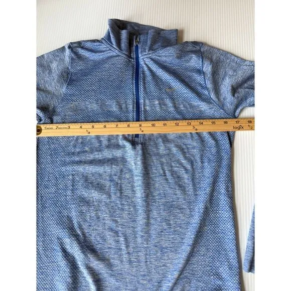 Nike‎ Dri-FIT Running Quarter Zip Performance Athletic Top Heathered Blue M - Image 2