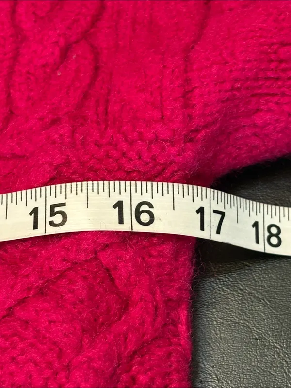 Vintage Ralph Lauren 100% Wool Cable Knit Turtleneck Sweater Pink Size Small - Image 7