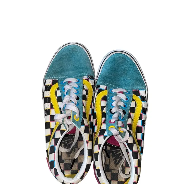 Vans Off the Wall Old Skool Crazy Check Neon Sneakers Mens 6.5 Womens 8 - Image 6