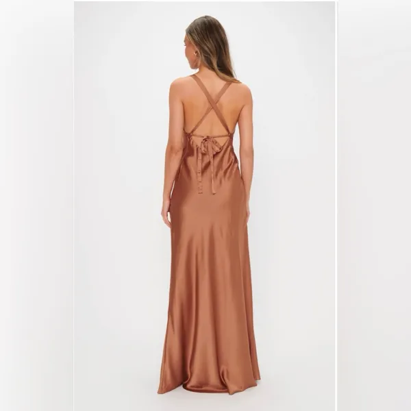 ShowMeYourMumu Anderson Maxi Dress- Copper Luxe Satin - Image 4