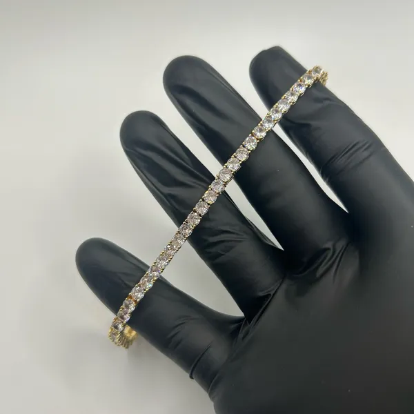 Jewelry by Lyra Moissanite Tennis Bracelet Gold 4mm 7 Inch Brand New VVS1 Crazy Shine No Pass - Image 2