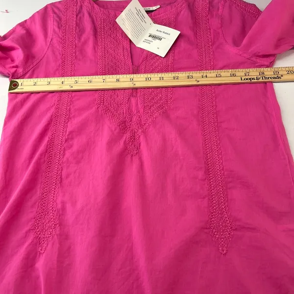 Roller Rabbit Tangier Kurta Tunic Womens XS‎ Pink Cotton Split Neck Cotton - Image 12