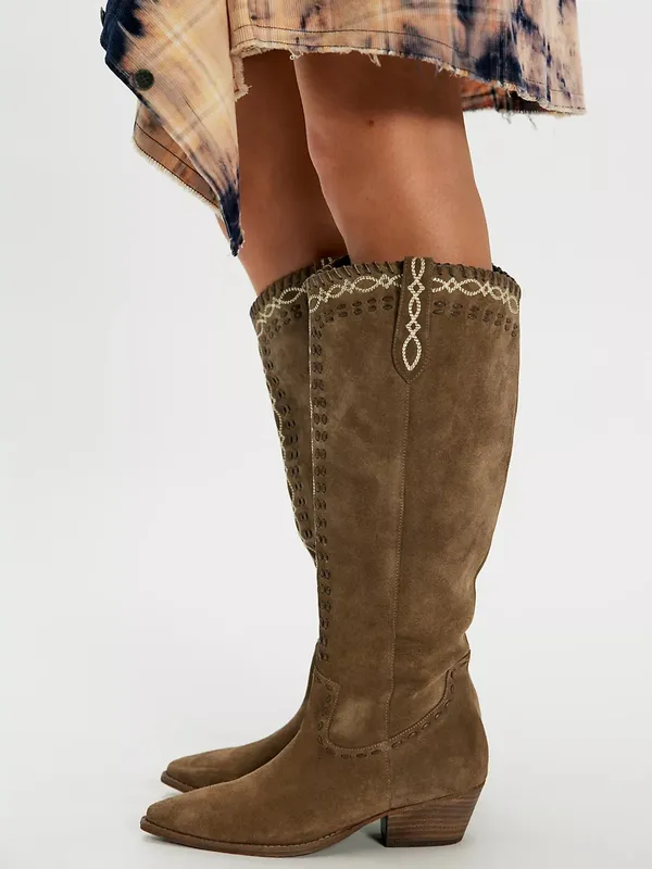 Free People Stitched-Up Western Boots in Brown NWOB - Image 3