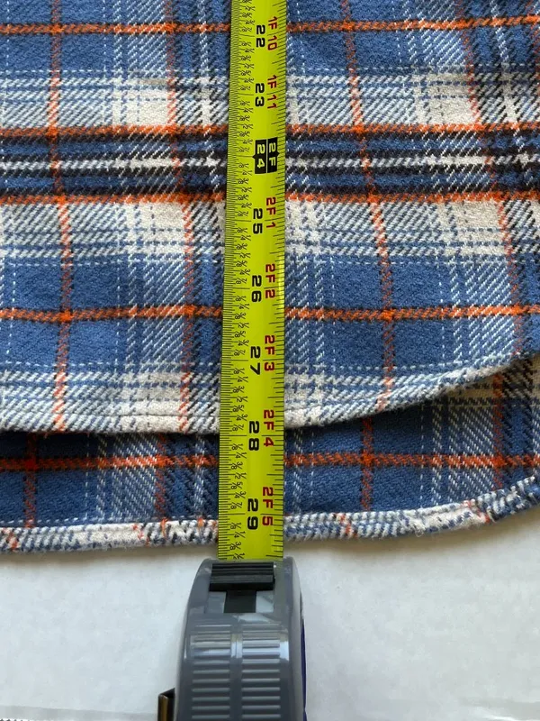 AE Sz L Oversized Striped Button-Up Flannel Shirt Chest Pocket - Image 9