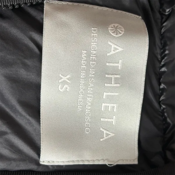 Alo Athleta‎ Puffer Jacket Womens XS Black Shiny Full Zip Quilted Rib Cuffs - Image 3