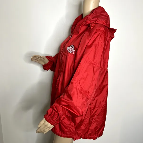Vintage Ohio State Buckeyes Windbreaker Jacket Red Full Zip Large NCAA OSU - Image 2