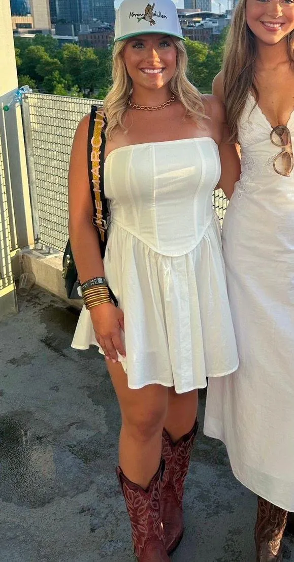 Strapless White Dress Size L - Image 2