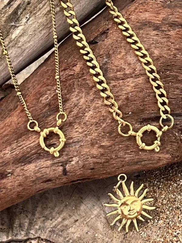 18K gold plated stainless steel Charm Holder necklace Ball Womens Jewelry - Image 9