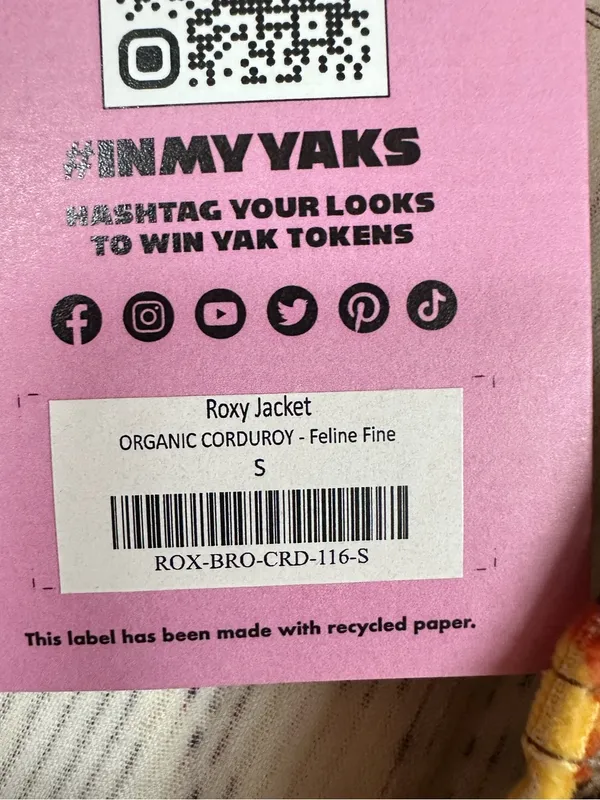 NWT Lucy & Yak Organic Corduroy Roxy Jacket in Feline Fine - Image 6