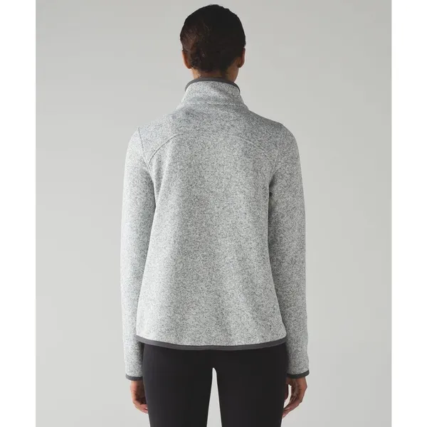 Lululemon Its Fleecing Cold Zip Up Jacket Heathered White Gray Women Size 6 EUC - Image 2