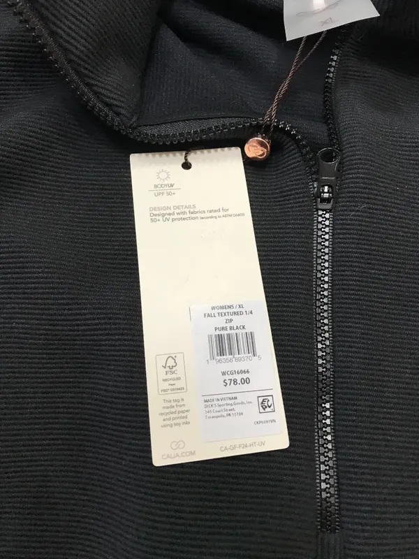 Calia by Carrie Women's Fall Textured 1/4 Zip in Black NWT - Image 6