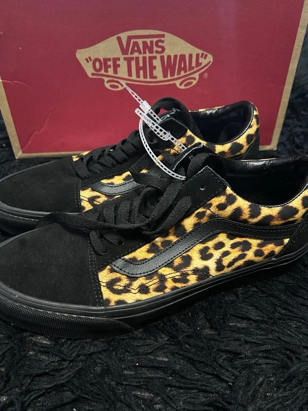 VANS old skool black suede animal print lace up shoes sneakers women’s 9 new - Image 6